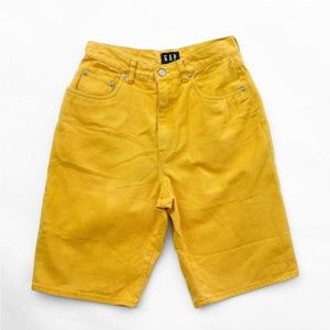 90s bright yellow high waisted Gap shorts
